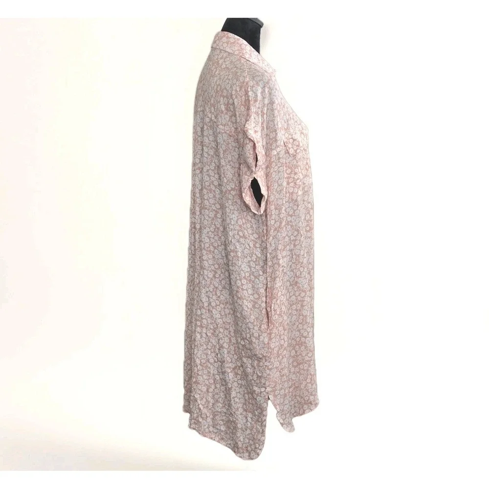 Lost + Wander The Seascape Cover Up Dress M/L Floral Summer Dress Peach‎ White